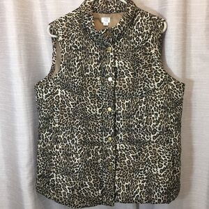 Crown & Ivy Leopard Print Puffy Vest WM 1X